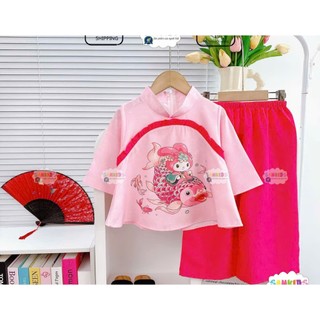 Bộ bà ba bé gái chất lụa cho bé mặc tết,chơi trung thu sz 10-30kg 4 màu xinh xắn