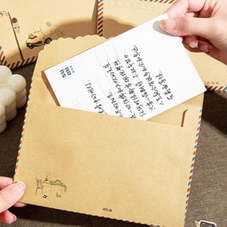 Set 8 phong bì kraft vintage cổ điển in hình phong cách retro