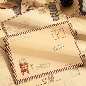 Set 8 phong bì kraft vintage cổ điển in hình phong cách retro