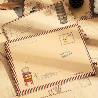 Set 8 phong bì kraft vintage cổ điển in hình phong cách retro