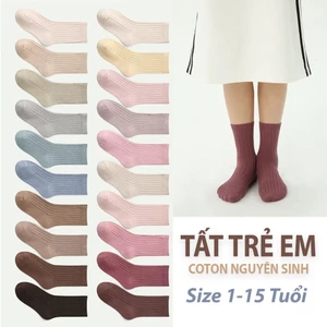 Tất cho bé sợi COTTON Dệt kim không xương màu trơn kiểu Hàn Quốc tất thời trang cho bé trai bé gái