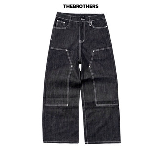 Quần Jean Raw Denim Doubleknee Pants form baggy ống rộng phủ giày THEBROTHERS-chất liệu raw denim 13oz dày dặn