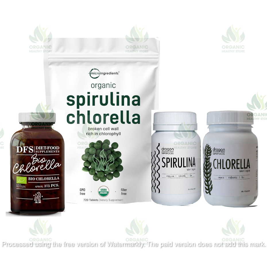 Viên tảo hữu cơ Spirulina/ Chlorella/ Blue Spirulina tablets Dragon Superfoods/ Micro Ingredients