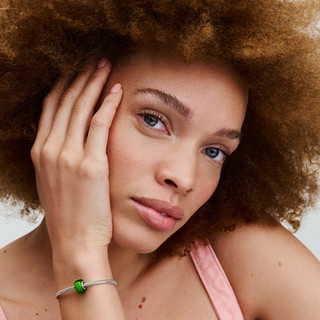 Charm Pandora Moments Bạc Murano Mini Màu Táo Xanh