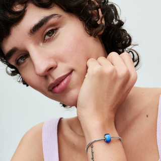 Charm Pandora Moments Bạc Murano Mini Xanh Dương