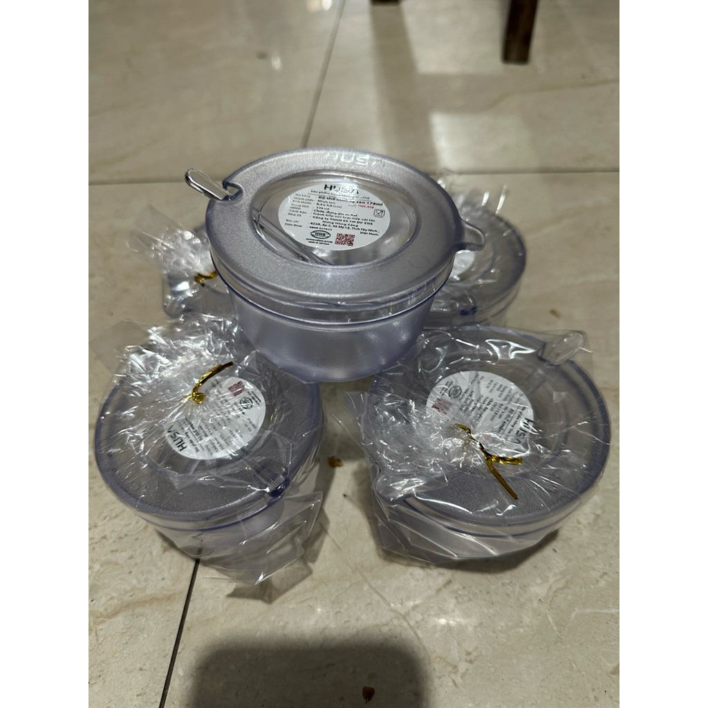 ComBo 5 Hũ Đựng Gia Vị Husa Nhựa PP Trong Suốt Kèm Muỗng Tiện Lợi 2 Size Lớn Nhỏ