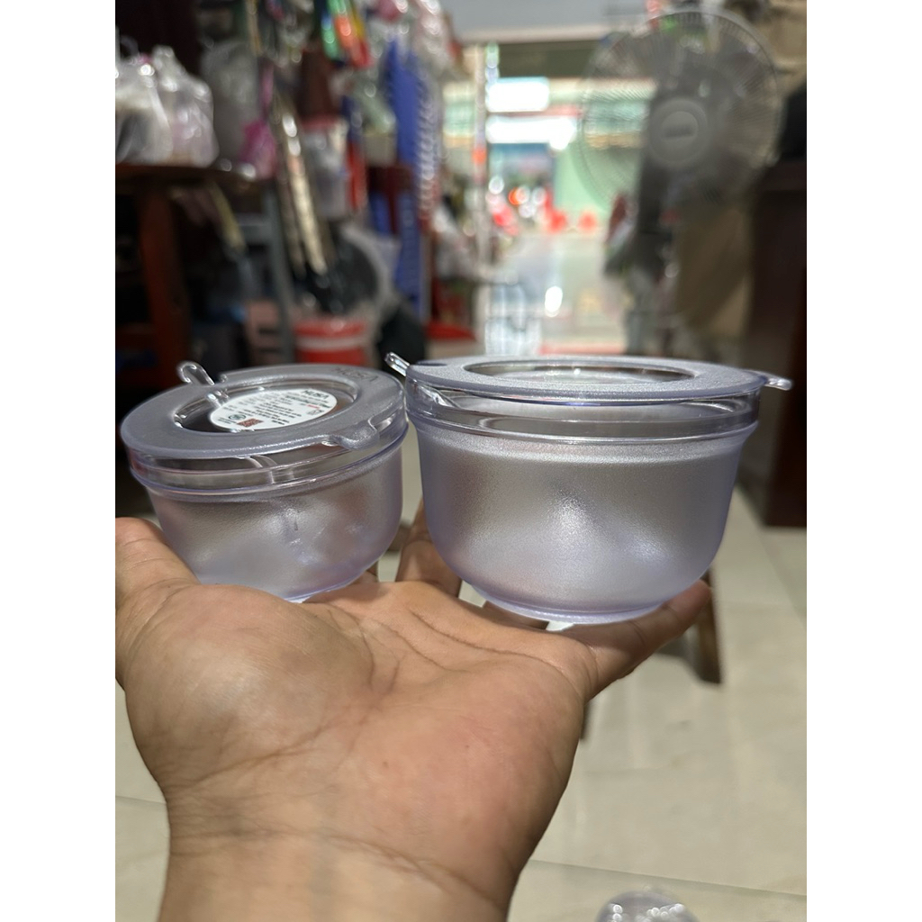 ComBo 5 Hũ Đựng Gia Vị Husa Nhựa PP Trong Suốt Kèm Muỗng Tiện Lợi 2 Size Lớn Nhỏ