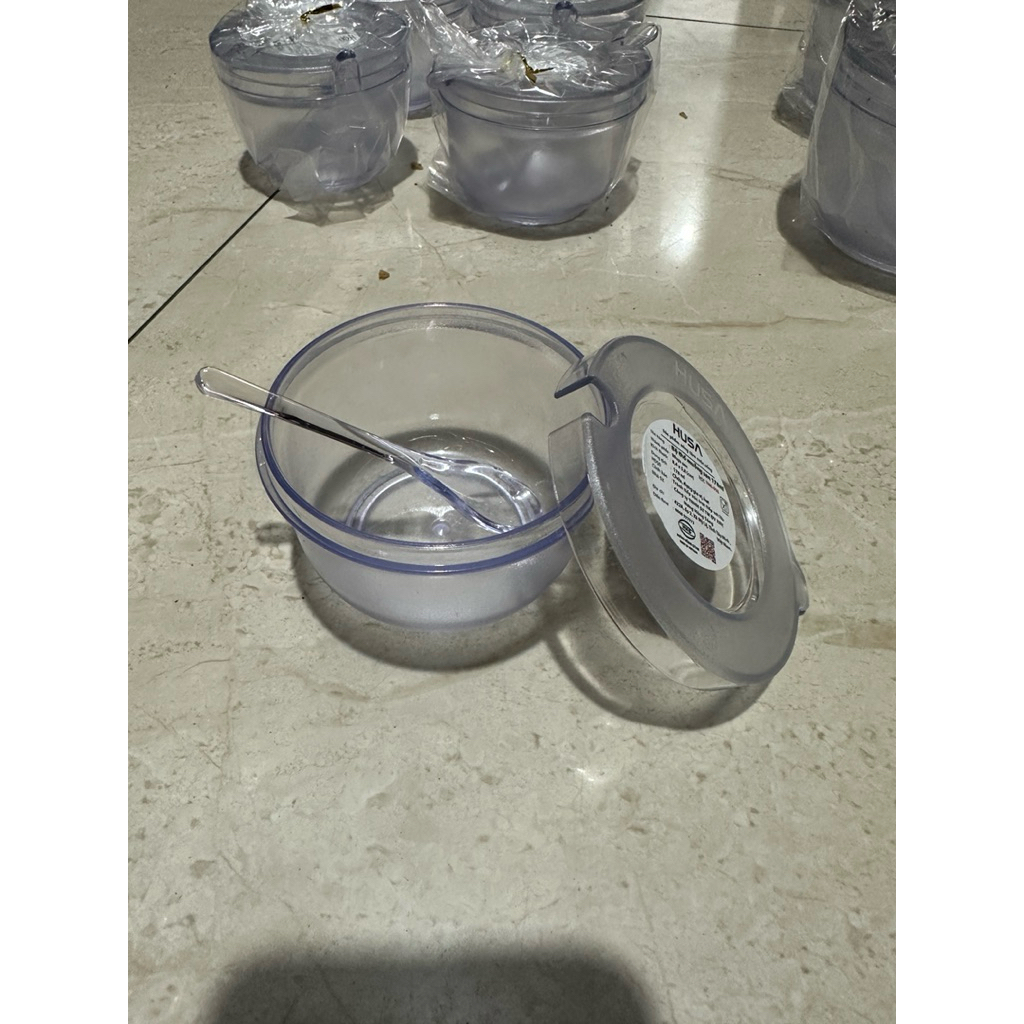 ComBo 5 Hũ Đựng Gia Vị Husa Nhựa PP Trong Suốt Kèm Muỗng Tiện Lợi 2 Size Lớn Nhỏ