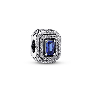 Charm Bạc Pandora Timeless Đính Đá Chữ Nhật Màu Xanh Lấp Lánh