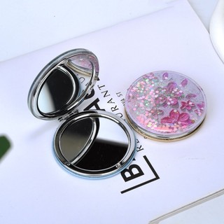 Gương Trang Điểm Mini Gấp Gọn cầm tay, gương gấp gọn  2 Mặt Kim Tuyến Lấp Lánh – Nhỏ Gọn, Tiện Lợi, Siêu Xinh