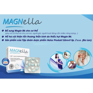Magnella - Viên Uống Bổ Sung Magie & Vitamin B6 Hỗ Trợ Sức Khỏe Thần Kinh Cho Người Trưởng Thành - Nhập Khẩu Ba Lan