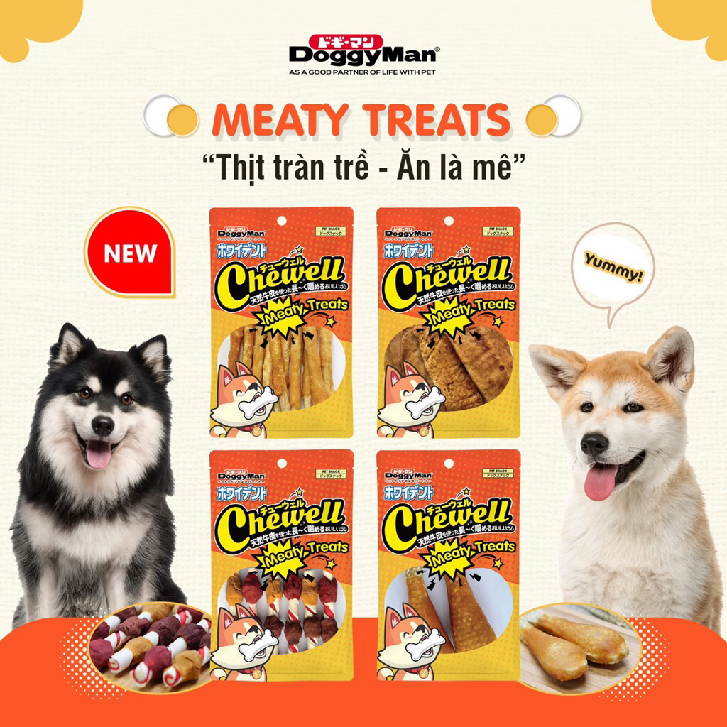 Cốt lết da bò Doggy Man - Da bò tẩm vị BBQ 10 miếng Meaty Treats
