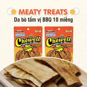 Cốt lết da bò Doggy Man - Da bò tẩm vị BBQ 10 miếng Meaty Treats