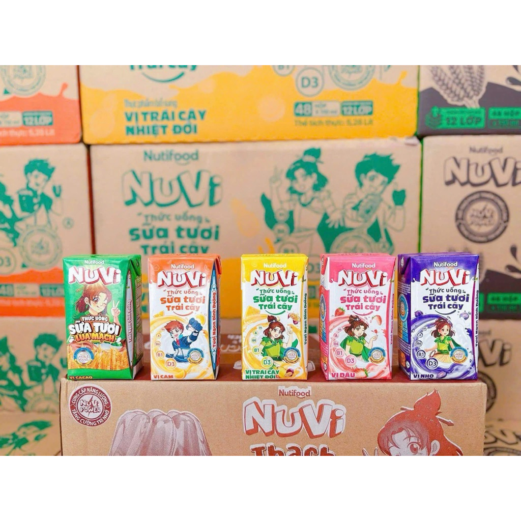{Hot} Sữa tươi sạch trái cây Nuvi 110ml đủ vị cho bé
