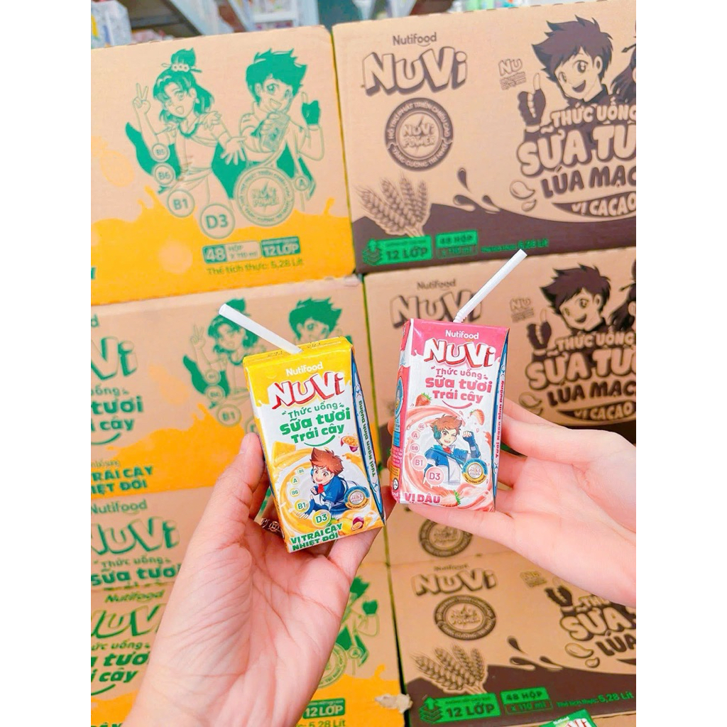 {Hot} Sữa tươi sạch trái cây Nuvi 110ml đủ vị cho bé