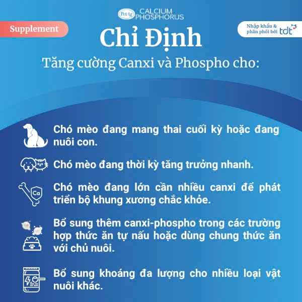 [ DATE 02/2028 ] HỘP 50V BỔ SUNG CANXI PETAG CALCIUM PHOSPHORUS DÀNH CHO CHÓ MÈO HÀNG CHÍNH HÃNG