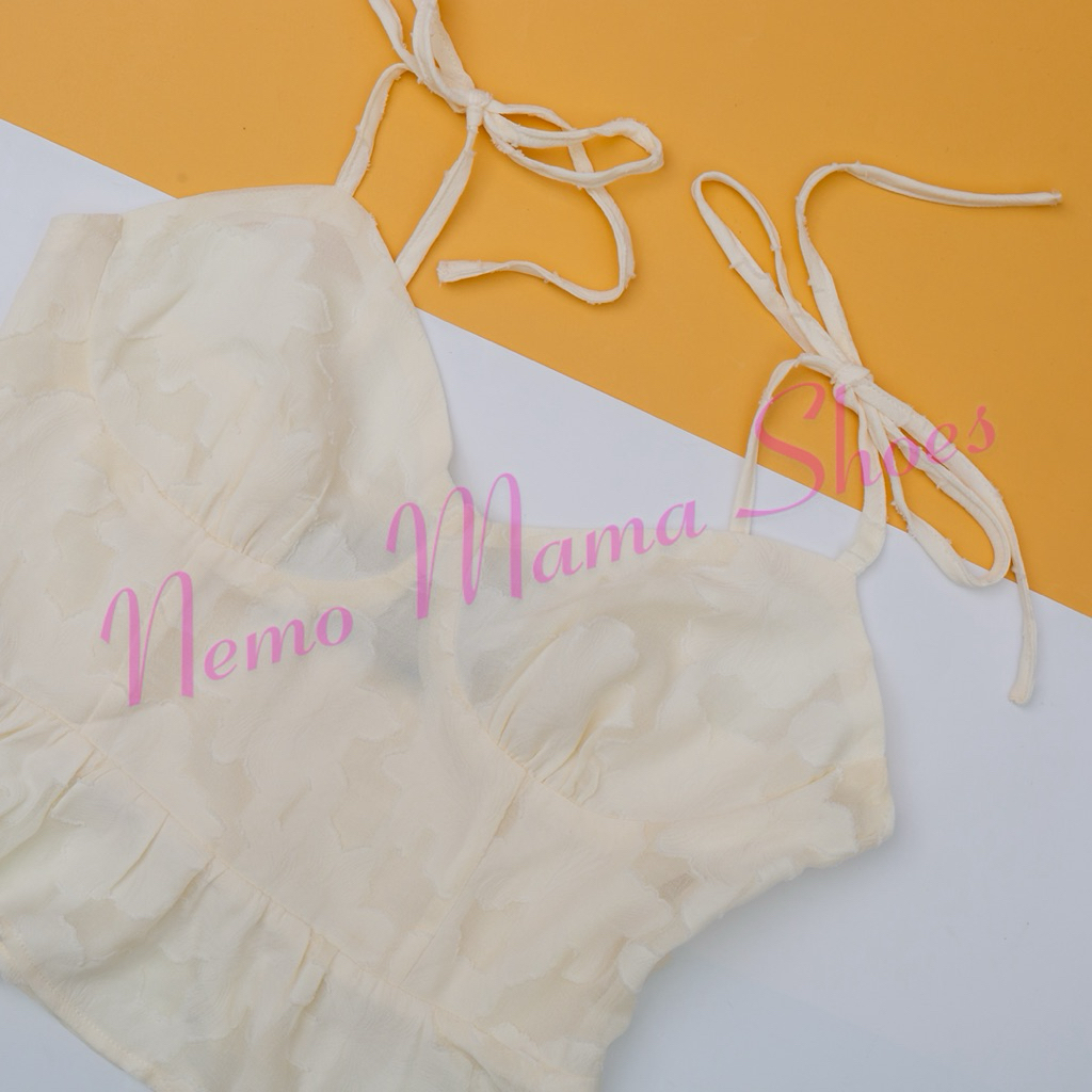 FOREVER21 ÁO DÂY KIỂU MÀU KEM ĐÁNG YÊU (Q230805052)