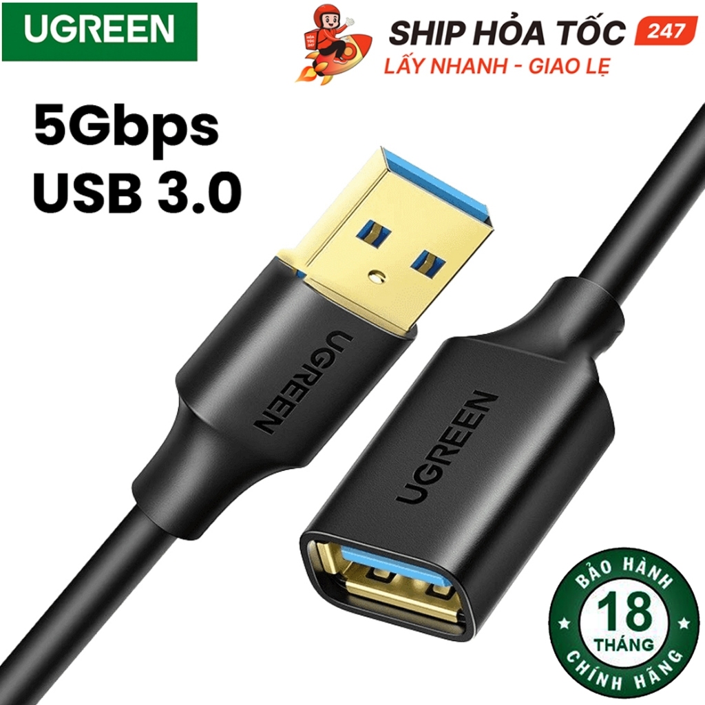 Cáp Nối Dài USB 3.0 UGREEN US129 – Tốc Độ 5Gbps, Đực – Cái, Chính Hãng ...