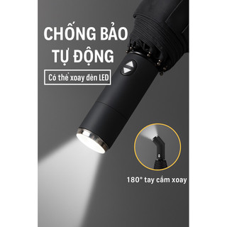 [Hàng giới hạn ] Ô gập tự động có đèn LED tay cầm chống thấm nước – Dù đi mưa nắng 3 lớp siêu bền mở đóng một chạm