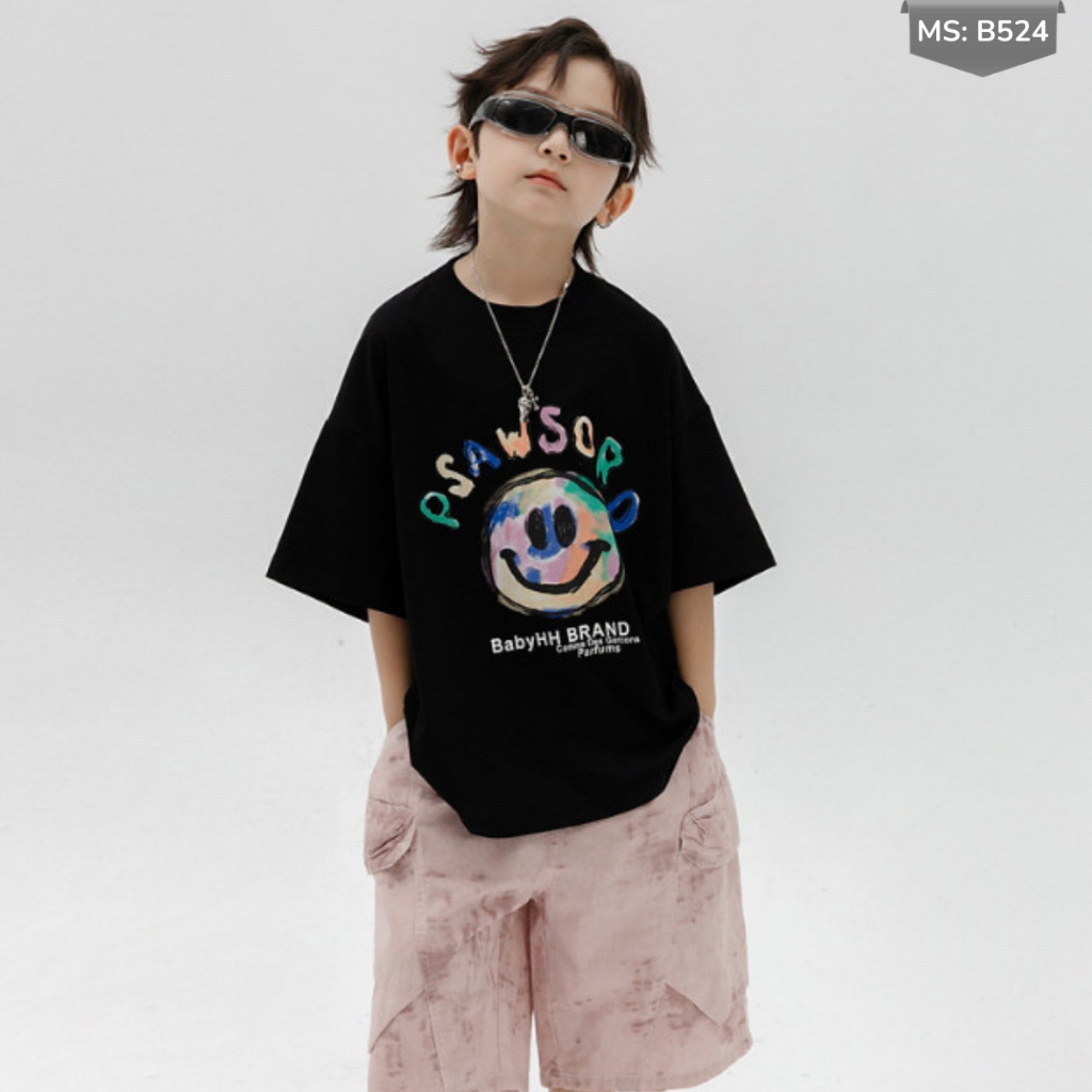 Áo Thun Ngắn Tay Mùa Hè Cho Bé Trai, Bé Gái In Hình Năng Động, Cổ Tròn B524 | JJ Kids Fashion