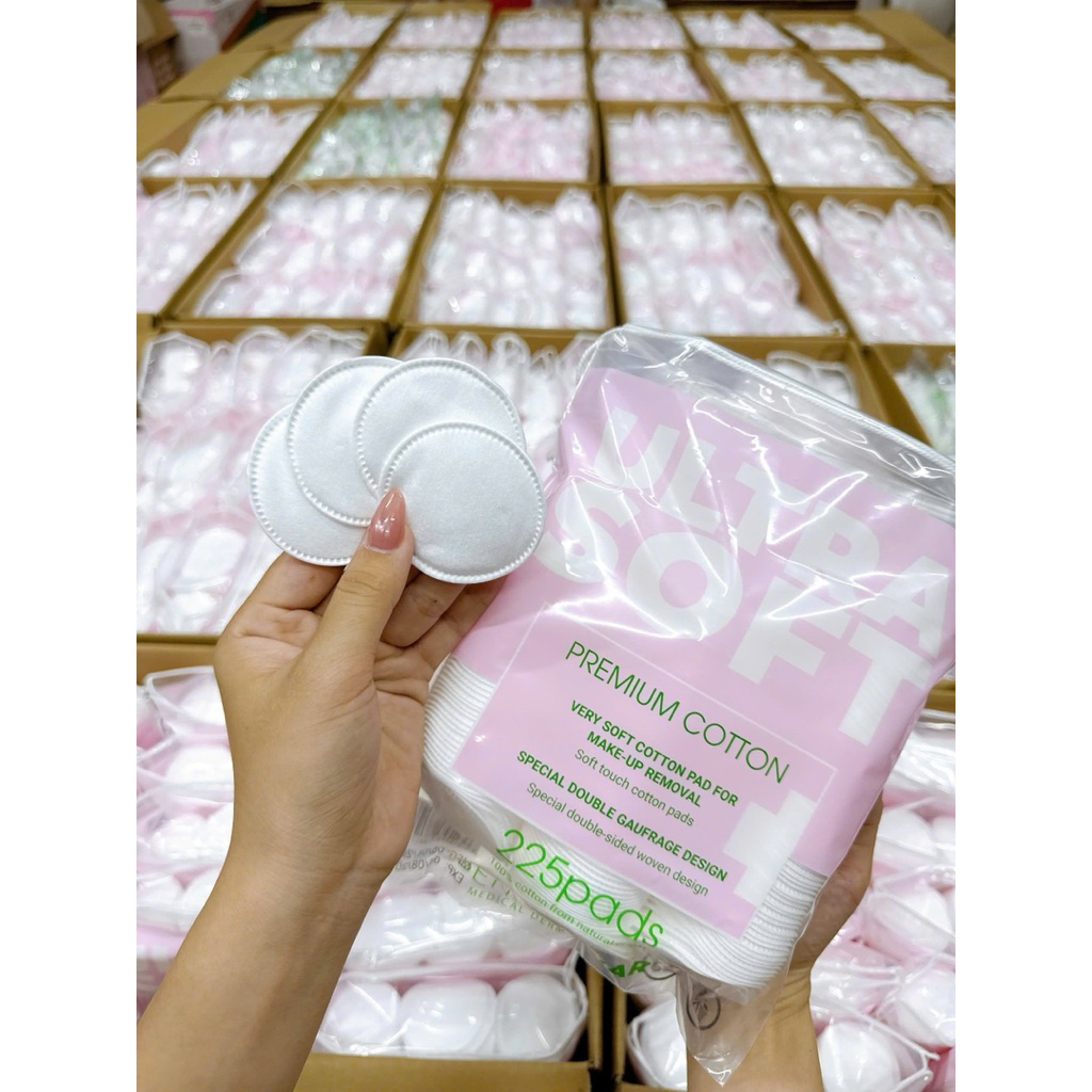 Bông tẩy trang tròn SenaDemar 225 pcs chất liệu 100% bông cotton - hạn 2028  IS212