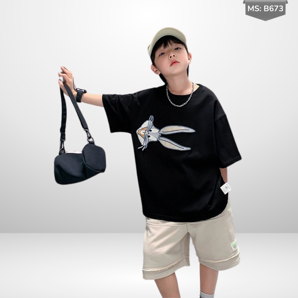 Áo Thun Trẻ Em JJ Kids Fashion – In Hình Thỏ Đeo Kính Ngầu – Năng Động B673  | JJ Kids Fashion