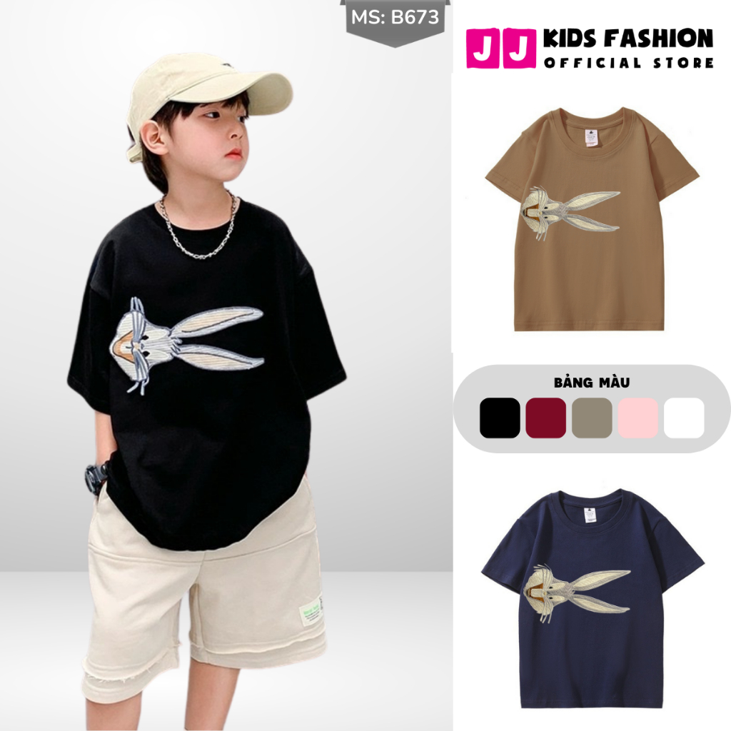 Áo Thun Trẻ Em JJ Kids Fashion – In Hình Thỏ Đeo Kính Ngầu – Năng Động B673  | JJ Kids Fashion