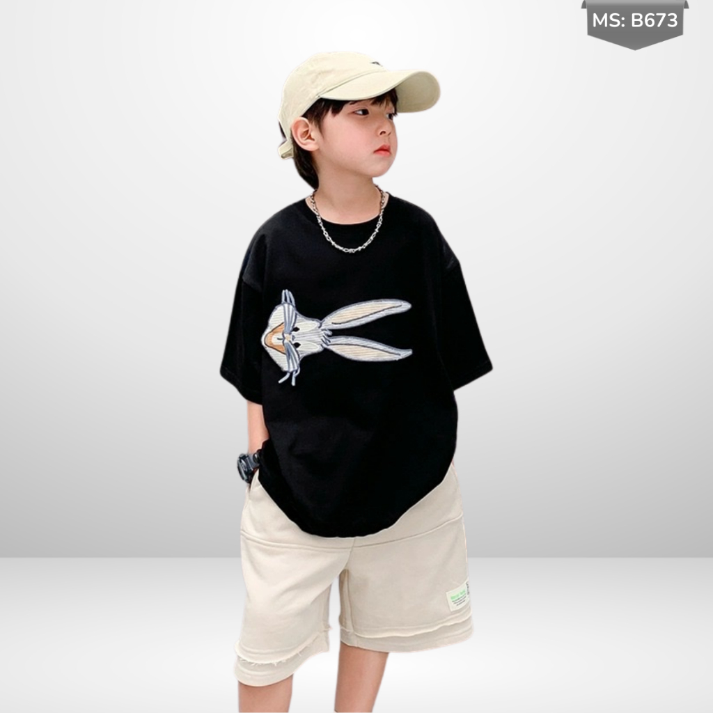 Áo Thun Trẻ Em JJ Kids Fashion – In Hình Thỏ Đeo Kính Ngầu – Năng Động B673  | JJ Kids Fashion