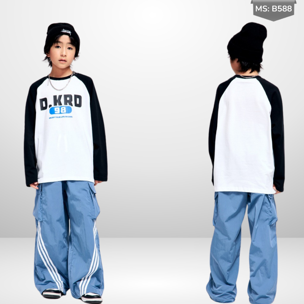 Áo Thun Dài Tay Xuân Thu Cho Bé Trai, Bé Gái In Hình Năng Động, Cổ Tròn B588 | JJ Kids Fashion