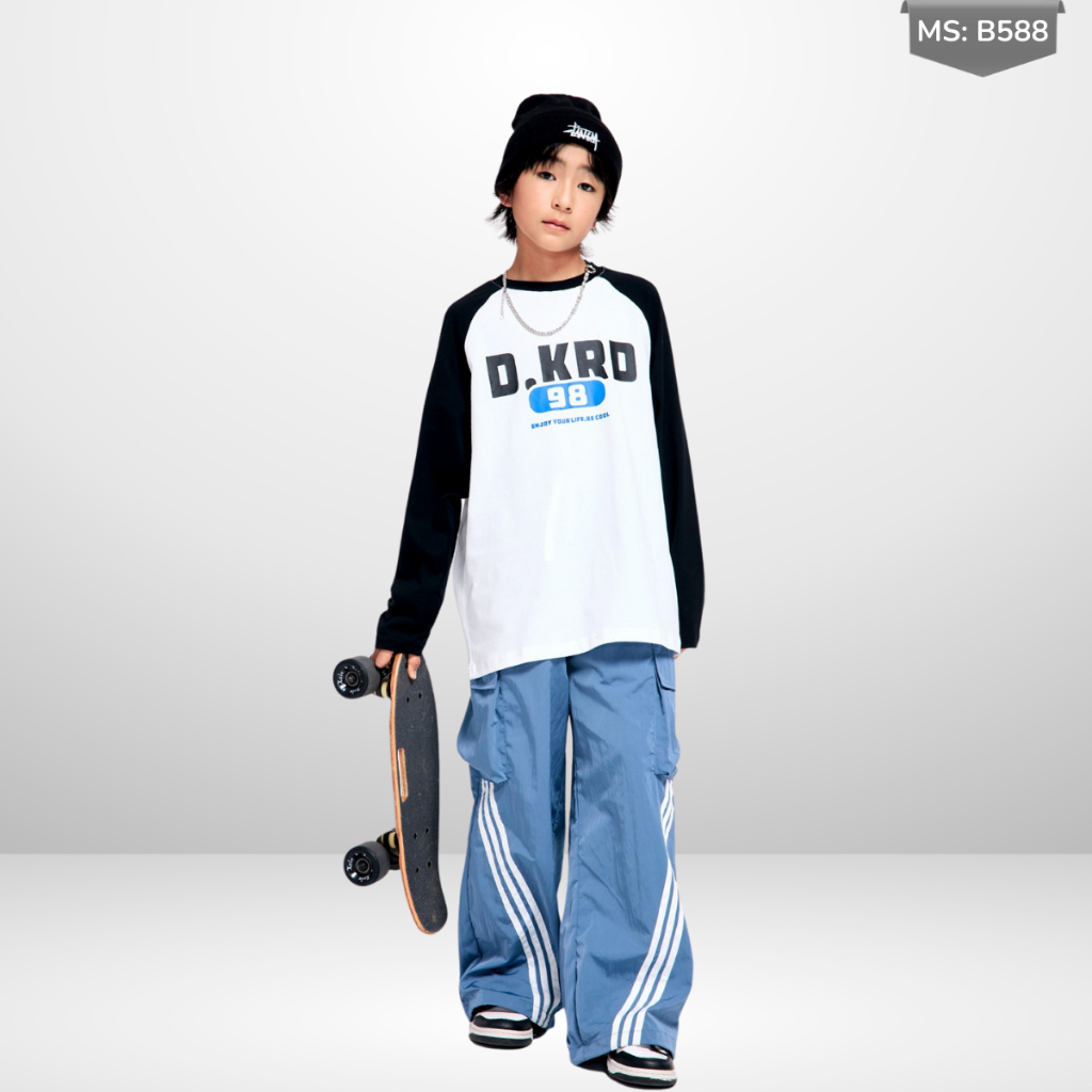 Áo Thun Dài Tay Xuân Thu Cho Bé Trai, Bé Gái In Hình Năng Động, Cổ Tròn B588 | JJ Kids Fashion