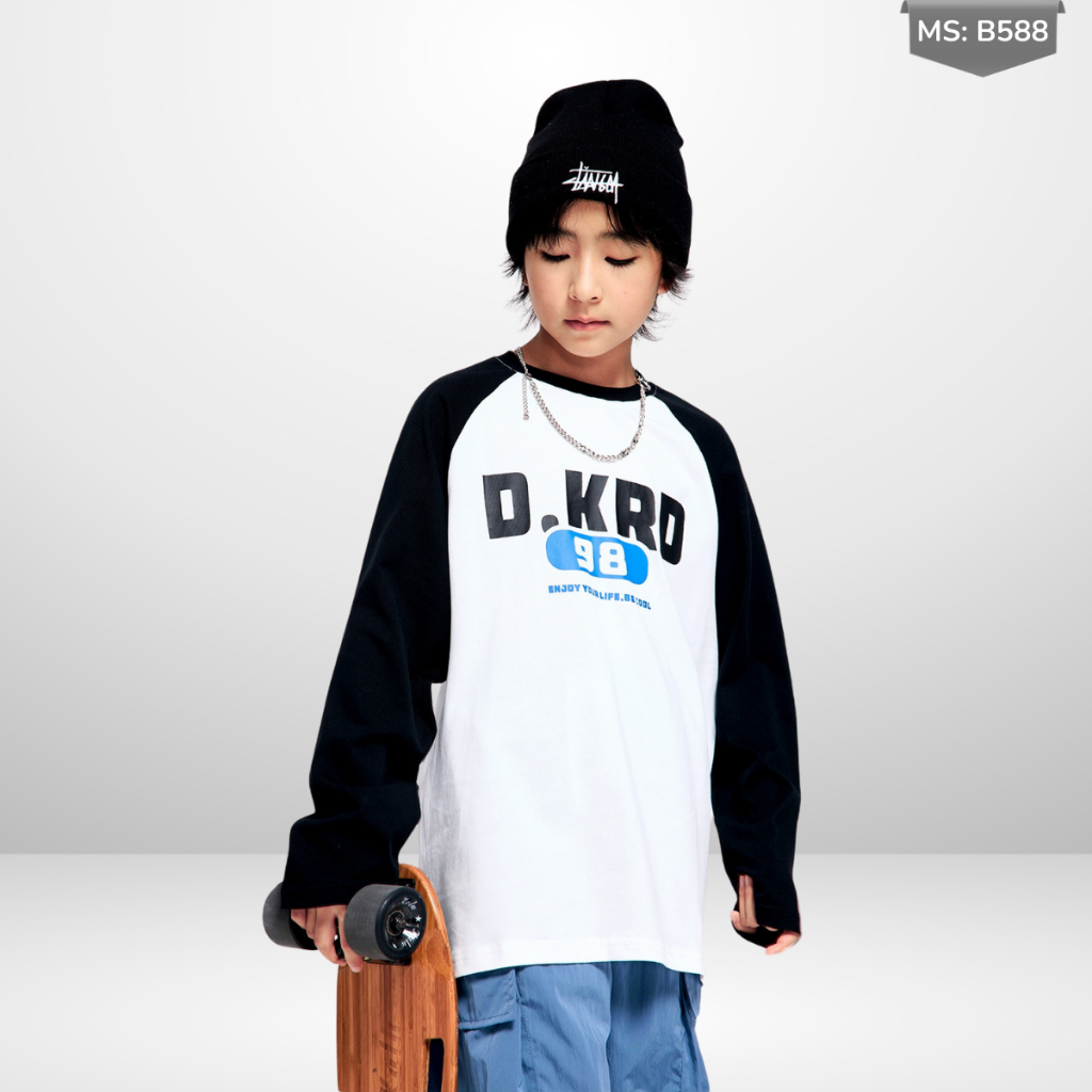 Áo Thun Dài Tay Xuân Thu Cho Bé Trai, Bé Gái In Hình Năng Động, Cổ Tròn B588 | JJ Kids Fashion