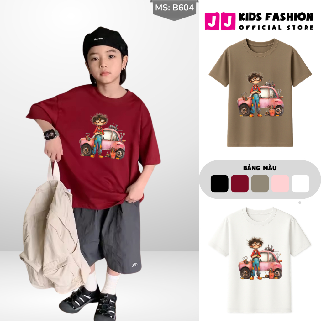Áo Thun Ngắn Tay Bé Trai, Bé Gái In Hình Noel dễ thương, Cổ Tròn | JJ Kids Fashion