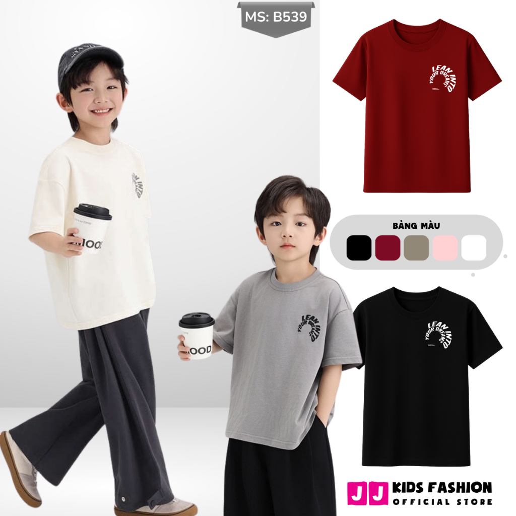 Áo thun ngắn tay mùa hè cho bé trai, bé gái in hình năng động, cổ tròn B539 | JJ Kids Fashion