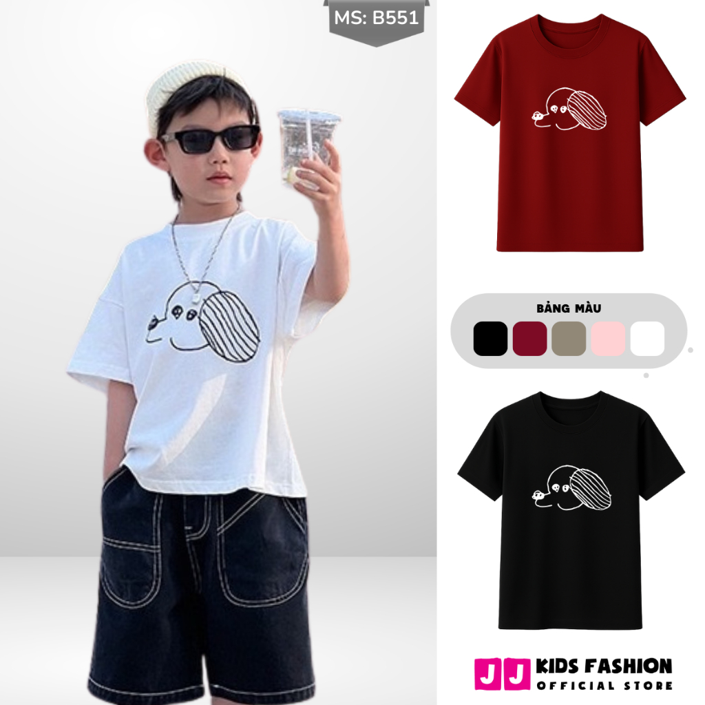 Áo Thun Ngắn Tay Mùa Hè Cho Bé Trai, Bé Gái In Hình Năng Động, Cổ Tròn | JJ Kids Fashion