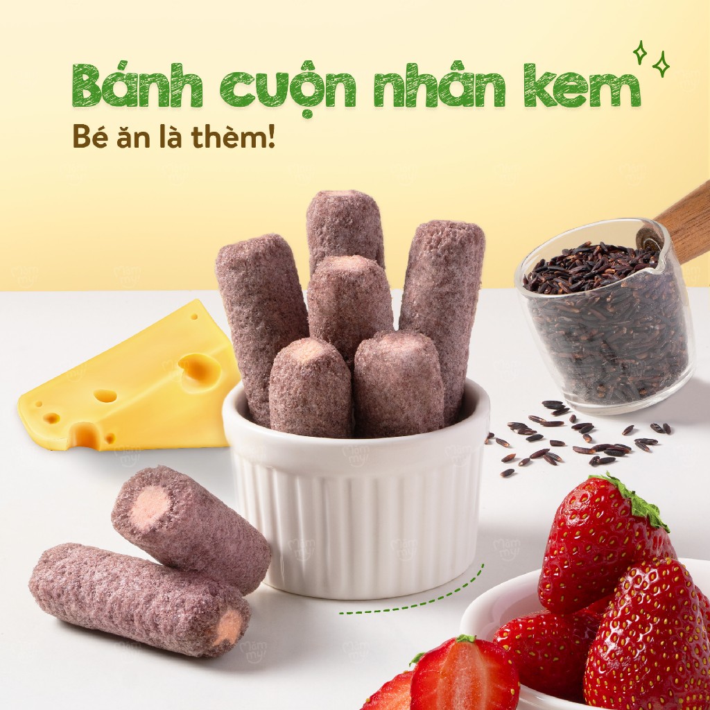 Bánh ăn dặm cuộn kem Mămmy giàu canxi cho bé từ 7 tháng tuổi - Hộp 10 gói x 6g