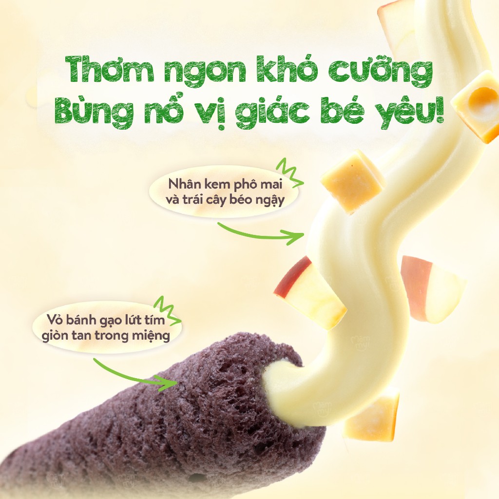 Bánh ăn dặm cuộn kem Mămmy giàu canxi cho bé từ 7 tháng tuổi - Hộp 10 gói x 6g