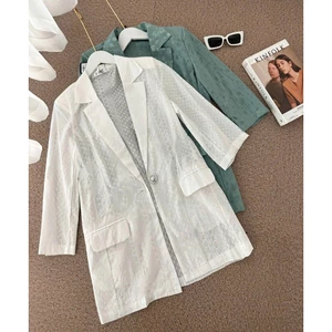 Áo Vest blazer thêu hoa 2 màu trắng, xanh A2184
