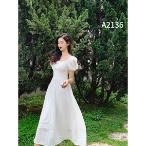 Đầm thô ren cổ vuông tay bồng 3 màu A2136