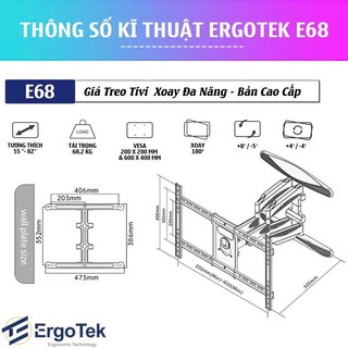 Giá Treo TiVi Góc Xoay ErgoTek E68 / E66 / E64 / E85 / Giá Treo Tivi Đa Năng P5 / P6 - Khung Treo Tivi Xoay Đa Năng
