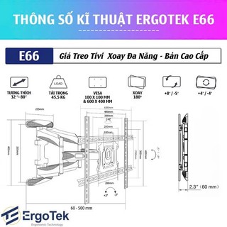 Giá Treo TiVi Góc Xoay ErgoTek E68 / E66 / E64 / E85 / Giá Treo Tivi Đa Năng P5 / P6 - Khung Treo Tivi Xoay Đa Năng