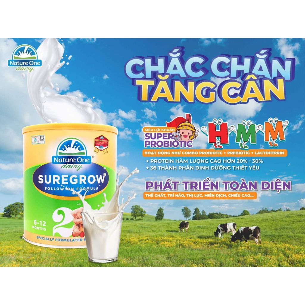 [SHOPEE TRỢ GIÁ]Sữa bột tăng cân Nature One Dairy SureGrow Hộp 600g hỗ trợ hệ tiêu hoá của bé.....: