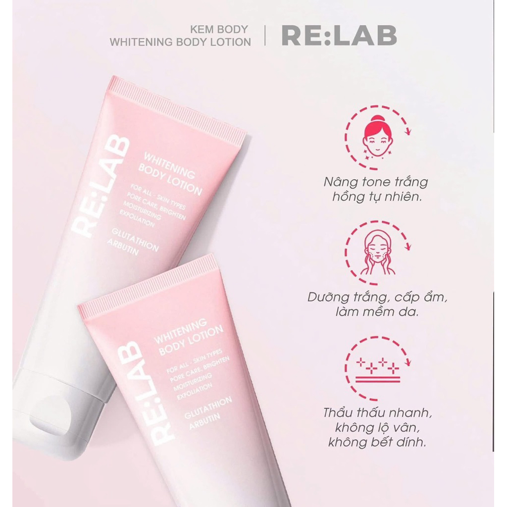 Kem body Re:lab whitening body lotion 200ml - hạn 2028 Hàn Quốc kem body relab  IS460