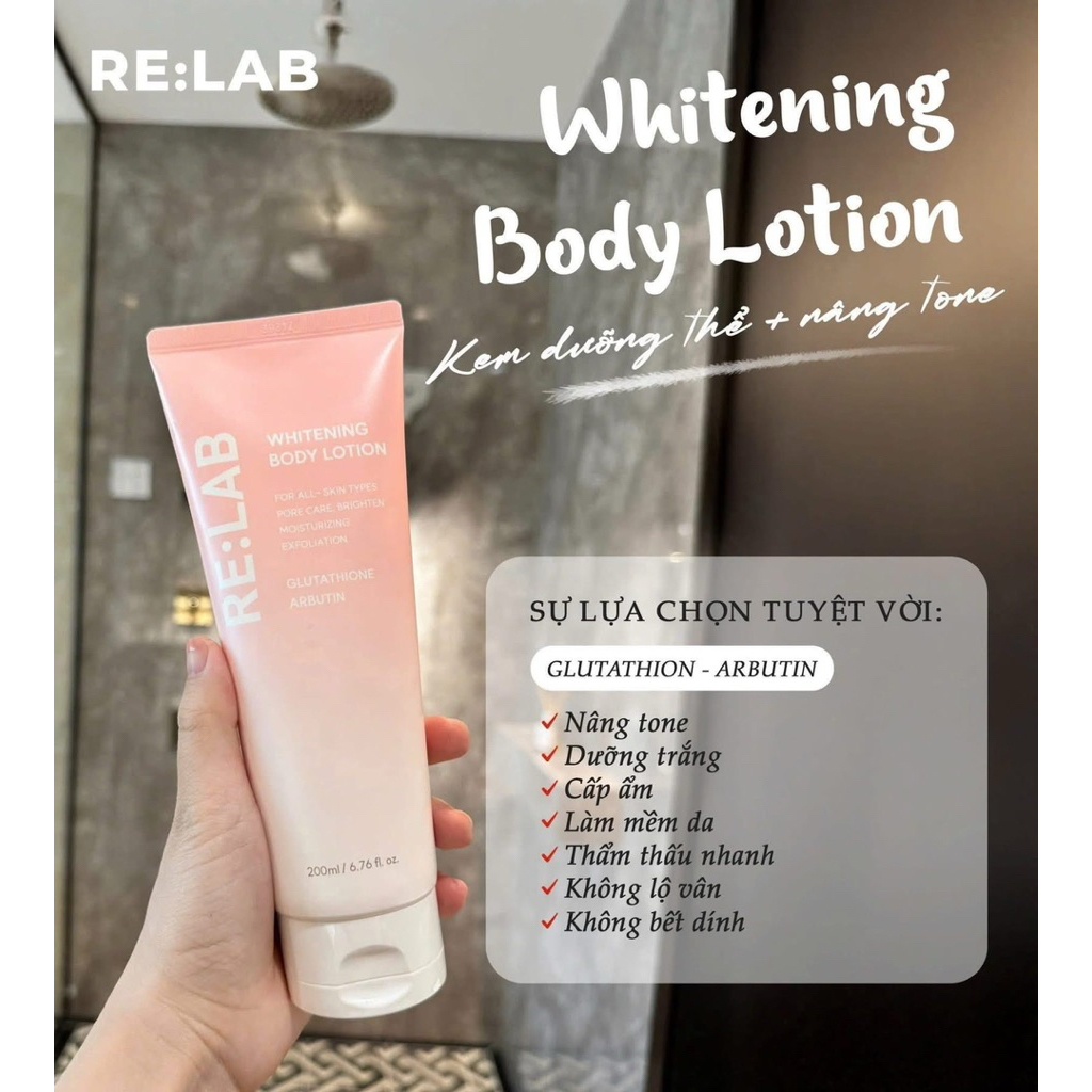 Kem body Re:lab whitening body lotion 200ml - hạn 2028 Hàn Quốc kem body relab  IS460