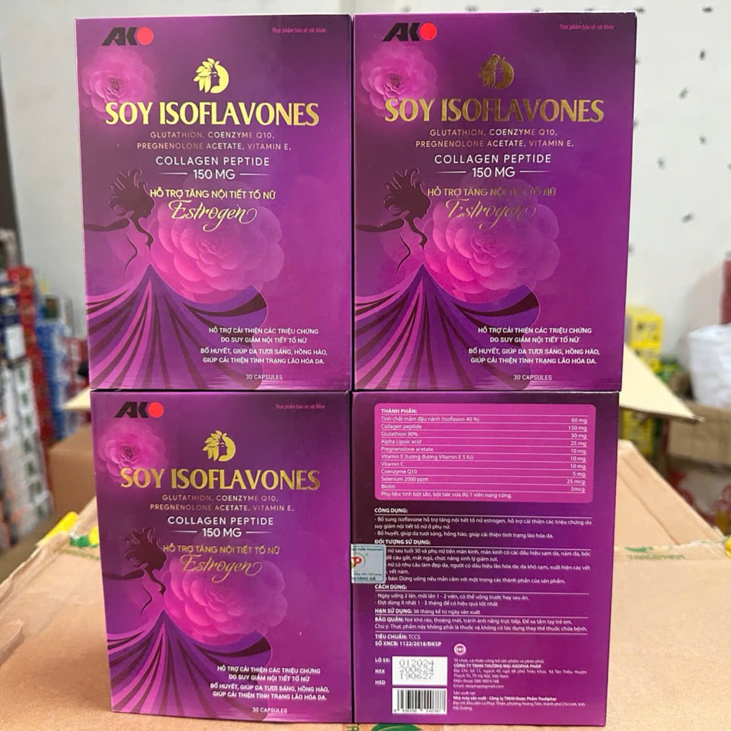GLUTATHION, COENZYME Q10,PREGNENOLONE ACETATE, VITAMIN E, COLLAGEN PEPTIDE 150 MG - HỖ TRỢ TĂNG NỘI TIẾT TỐ NỮ Estrogero