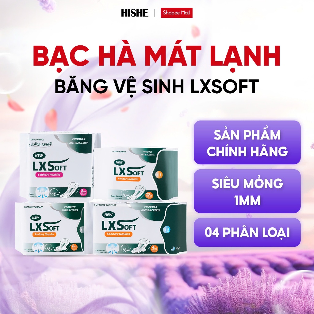 Băng vệ sinh LXSoft Hàn Quốc - bạc hà the mát - siêu thấm hút - siêu mỏng 1mm