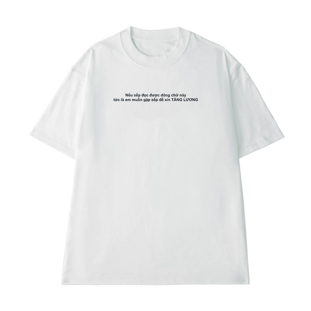 Áo Thun In Chữ Hài Hước Xin Tăng Lương Câu Nói Text Văn Phòng Công Sở Form Rộng Cotton 250gsm In Theo Yêu Cầu
