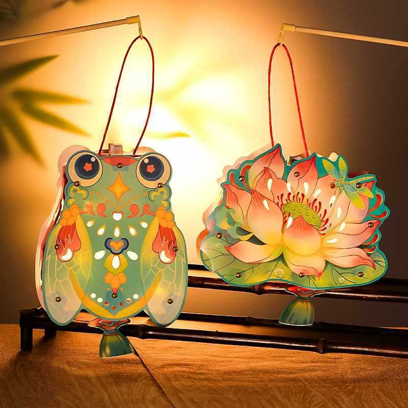 Đèn lồng trung thu lắp ghép DIY có đèn led nhiều hình dễ thương cho các bé - Kem Shop K122