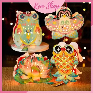 Đèn lồng trung thu lắp ghép DIY có đèn led nhiều hình dễ thương cho các bé - Kem Shop K122
