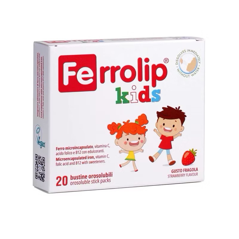 Ferrolip kids cho trẻ từ 3-12 tuổi hộp 20 gói + quà tặng