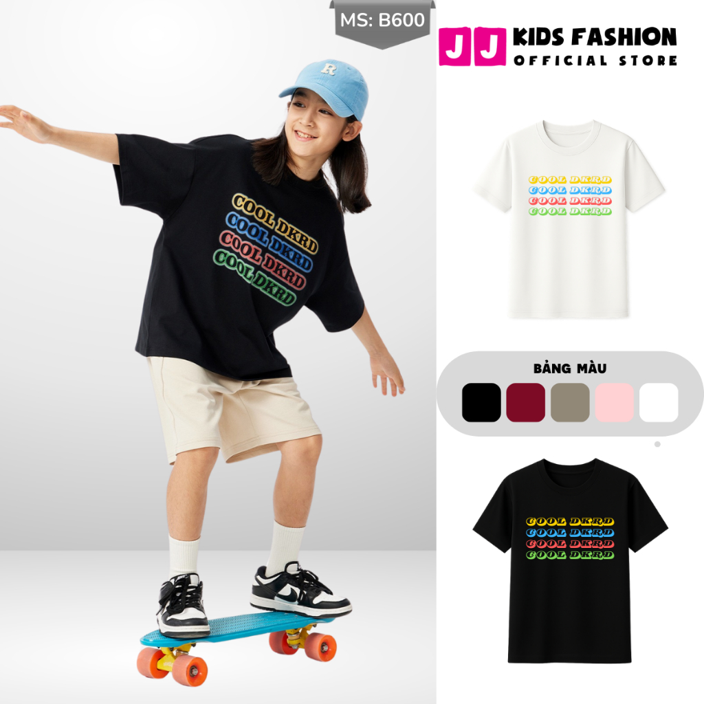 Áo Thun Ngắn Tay Cho Bé Trai, Bé Gái In Hình Năng Động, Cổ Tròn B600 | JJ Kids Fashion
